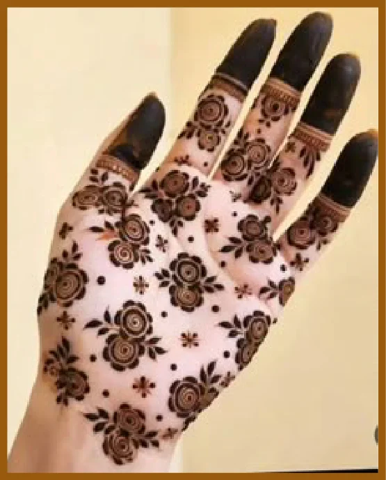 Simple Front Hand Mehndi Design With Scatter Rose Simple Front Hand Mehndi Design With Scatter Rose